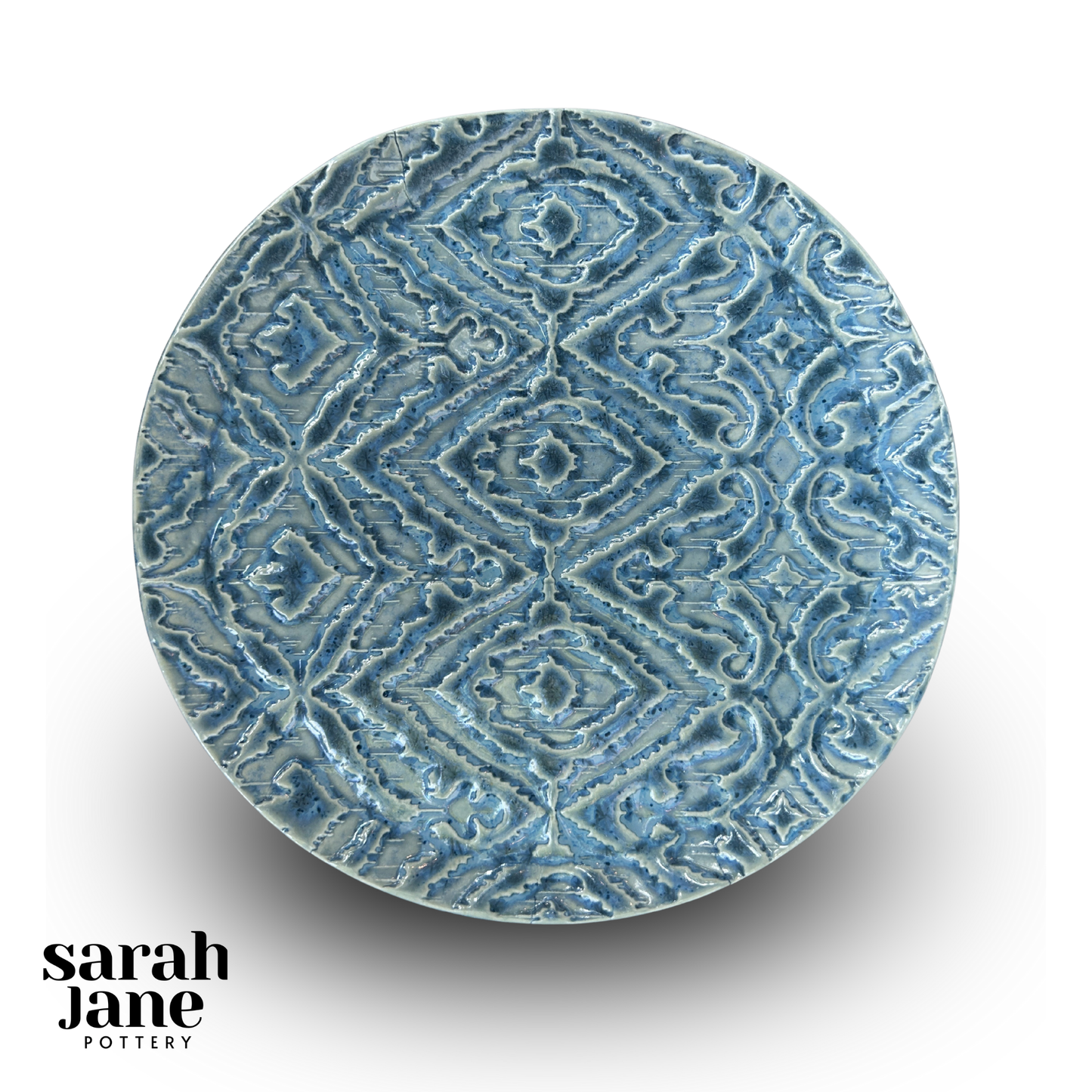 Small Round Ikat Dish - Denim Blue