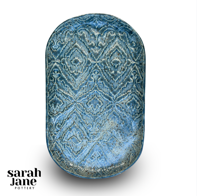 Small Serving Piece | Oblong Ikat, Denim Blue