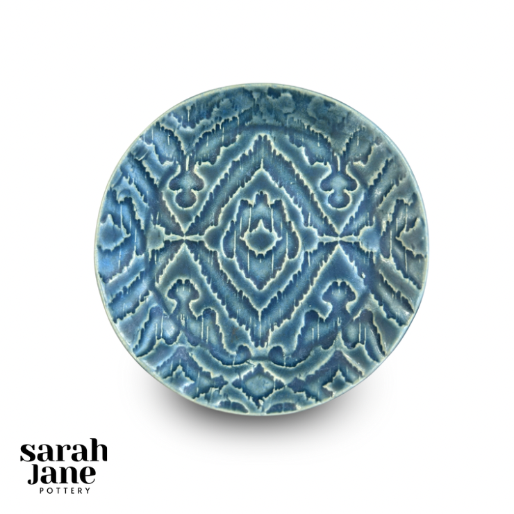 Trinket Dish - Denim Blue Ikat Pattern