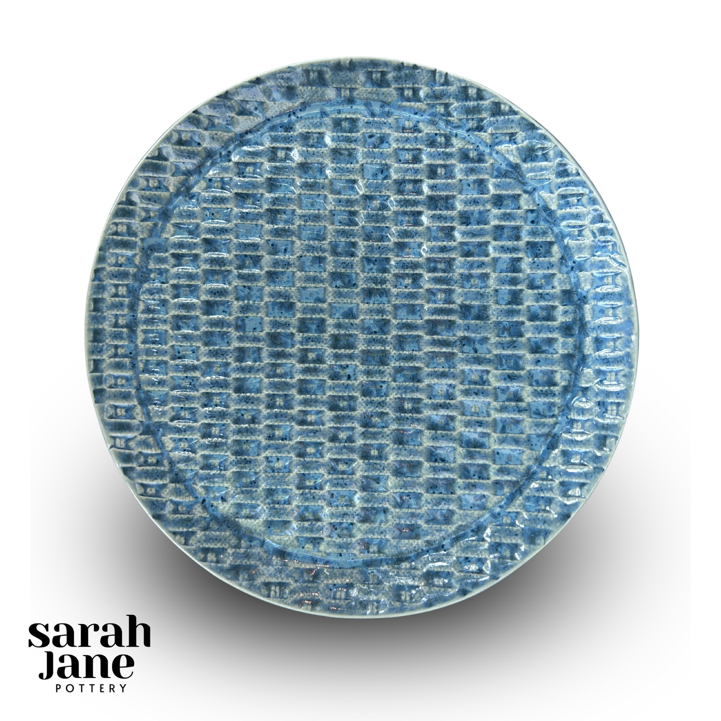 Small Round Basketweave Dish - Denim Blue
