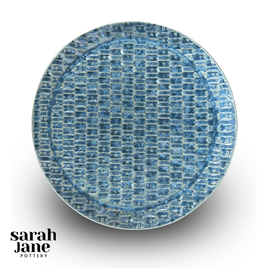 Small Round Basketweave Dish - Denim Blue