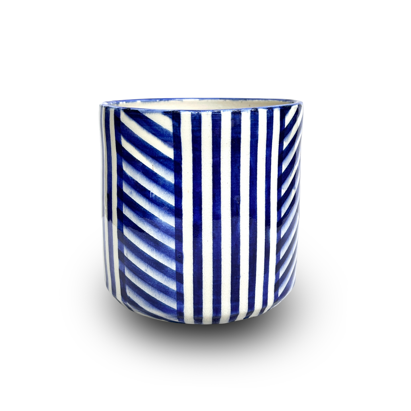 Royal Blue Striped Ceramic Container