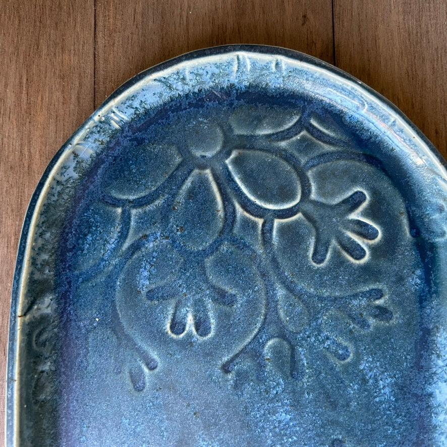 Large Serving Piece - Denim Blue Snowflake Pattern