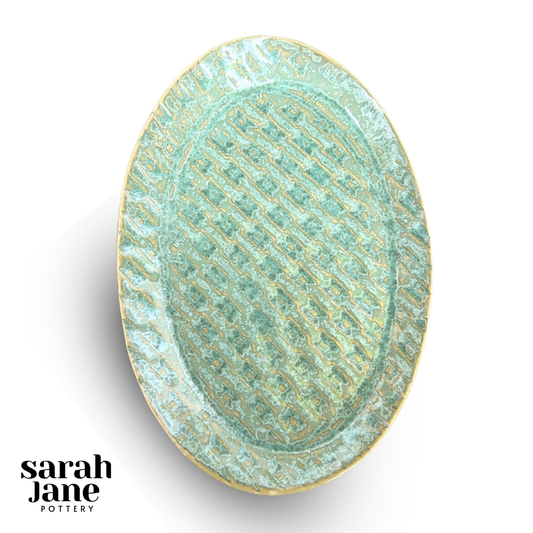 Small Oval Basketweave Dish - Ivy Green