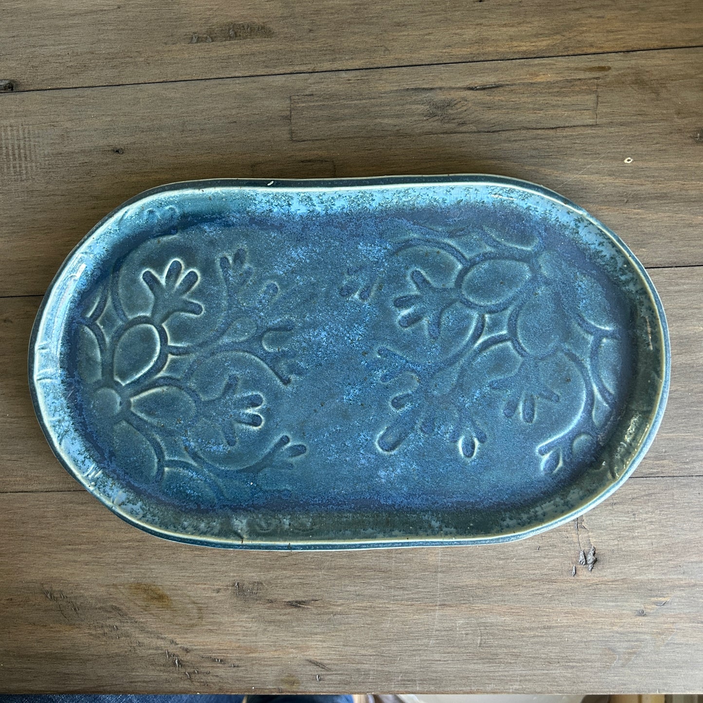 Large Serving Piece - Denim Blue Snowflake Pattern
