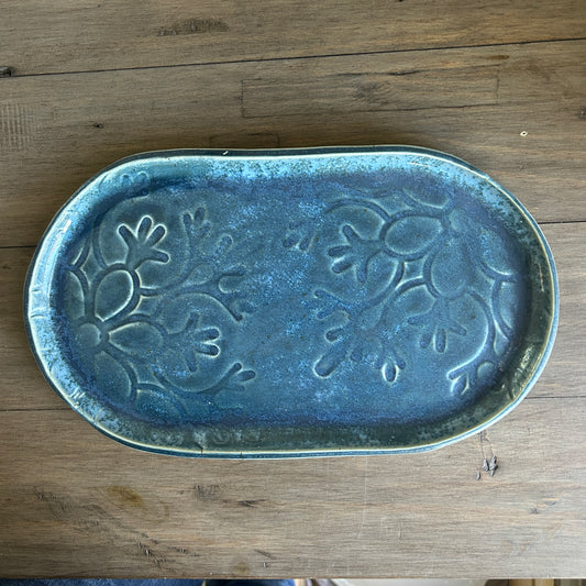 Large Serving Piece - Denim Blue Snowflake Pattern