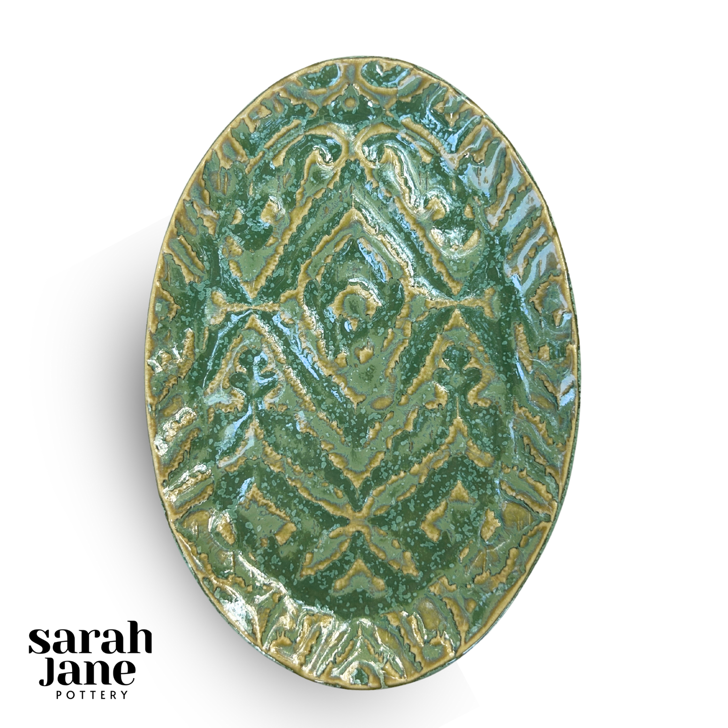 Small Oval Ikat Dish - Ivy Green