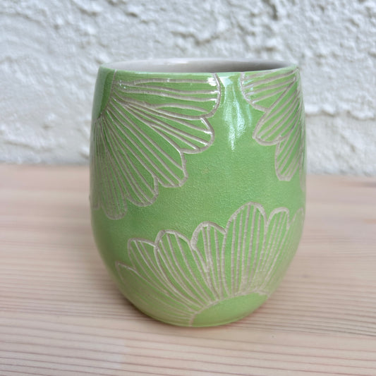 CeraVino Tumbler | Chartruese Flowers