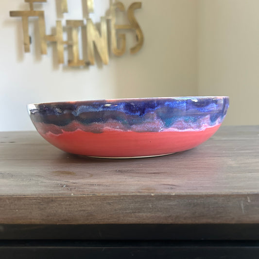 Medium Wave Bowl | Poppy Red and Blue
