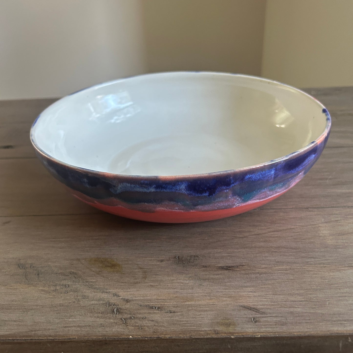Medium Wave Bowl | Poppy Red and Blue