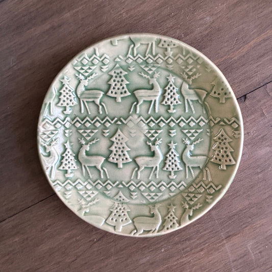 Trinket Dish - Green Fair Isle