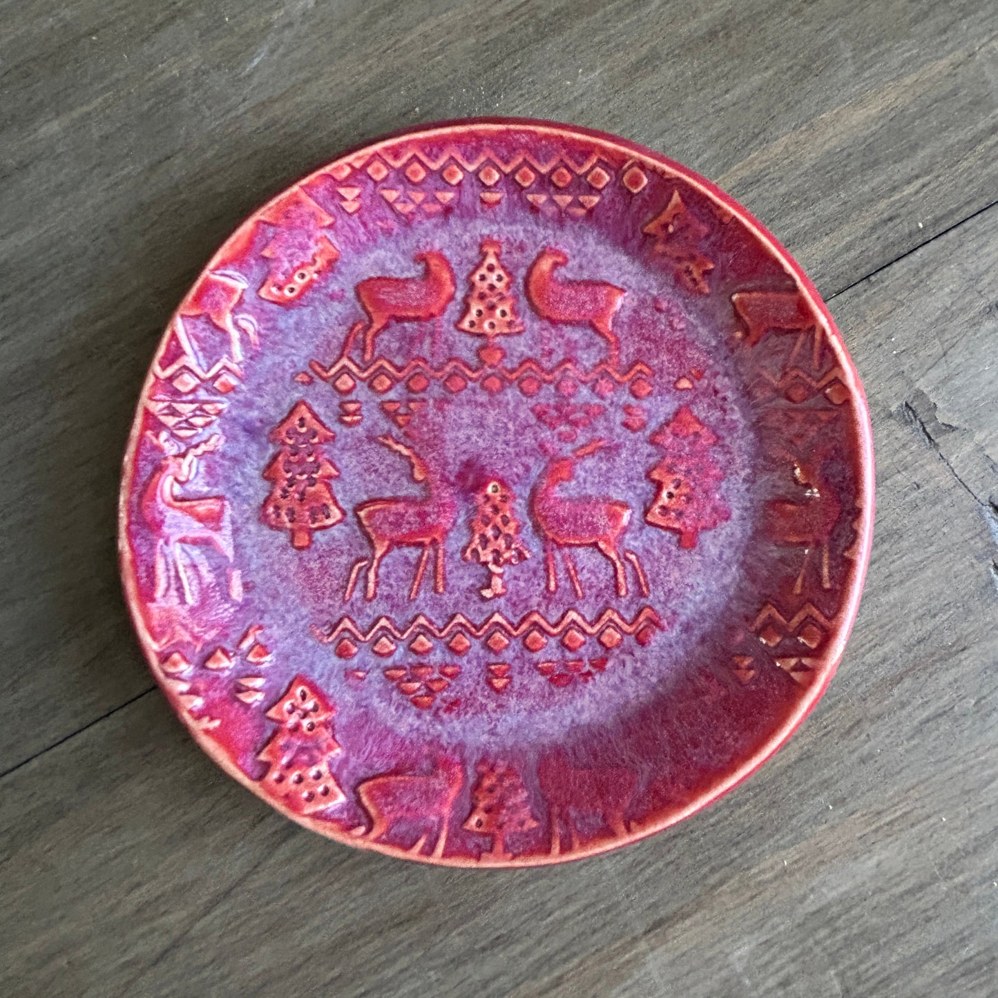 Trinket Dish - Magenta Fair Isle