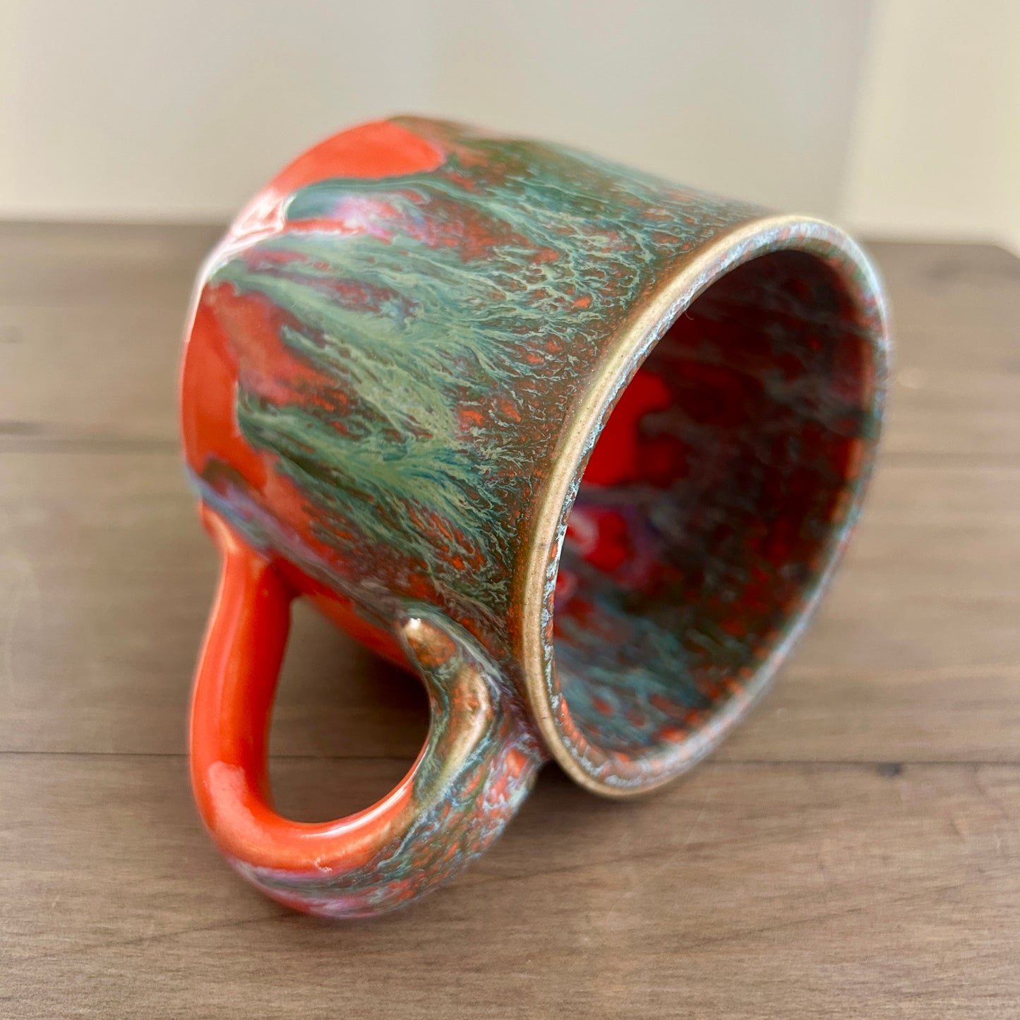 Handle Anything Mugs | Poppy Red with Drippy Blue/Green
