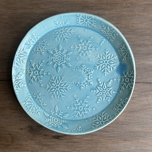 7" Appetizer/Dessert Snowflake Plates - Ice Blue