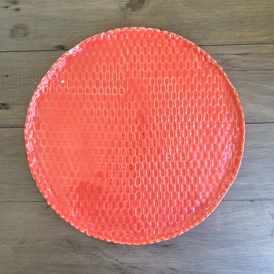Large Serving Piece - Rose Pink Basketweave
