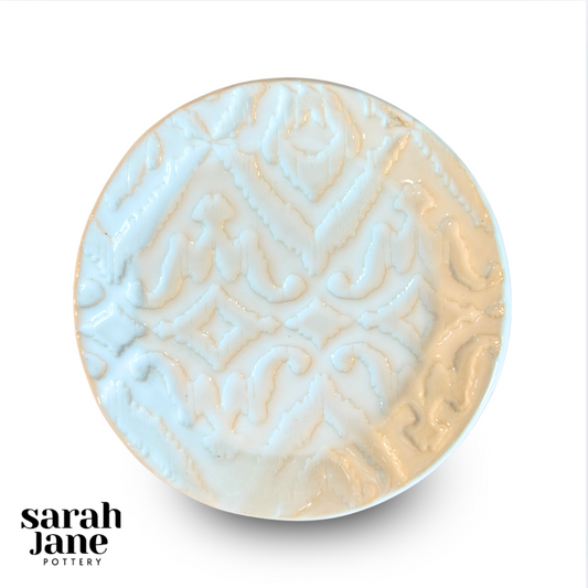 Trinket Dishes - Gloss White Ikat Pattern