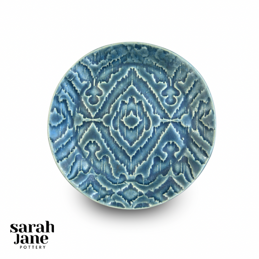 Trinket Dish - Denim Blue Ikat Pattern