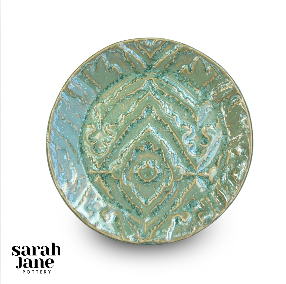 Trinket Dishes Ivy Green Ikat Print